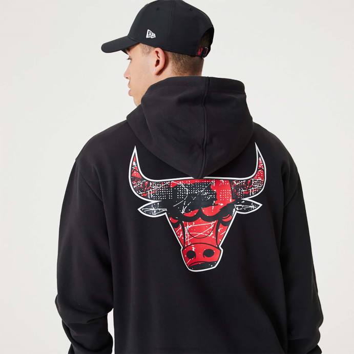 FFTN2688 New Era chicago bulls nba infill team pullover com capuz preto