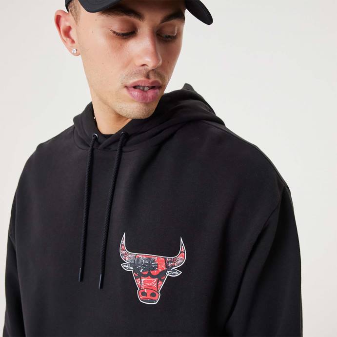FFTN2688 New Era chicago bulls nba infill team pullover com capuz preto