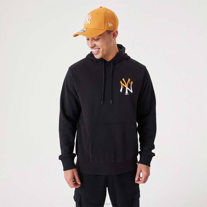 FFTN2689 New Era new york yankees mlb drip logo moletom preto com capuz