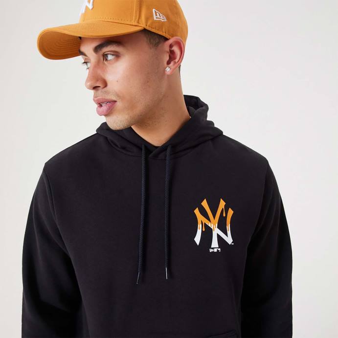 FFTN2689 New Era new york yankees mlb drip logo moletom preto com capuz