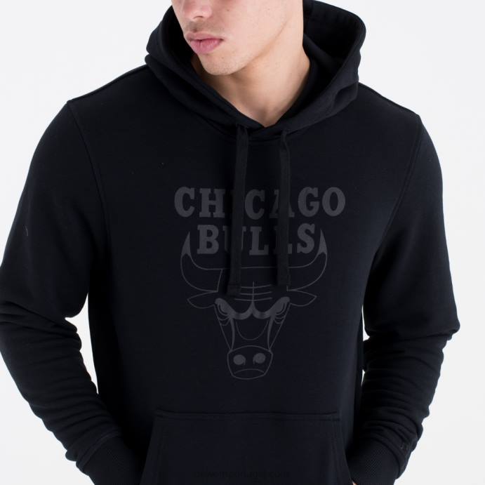 FFTN2695 New Era moletom preto com logo do time chicago bulls