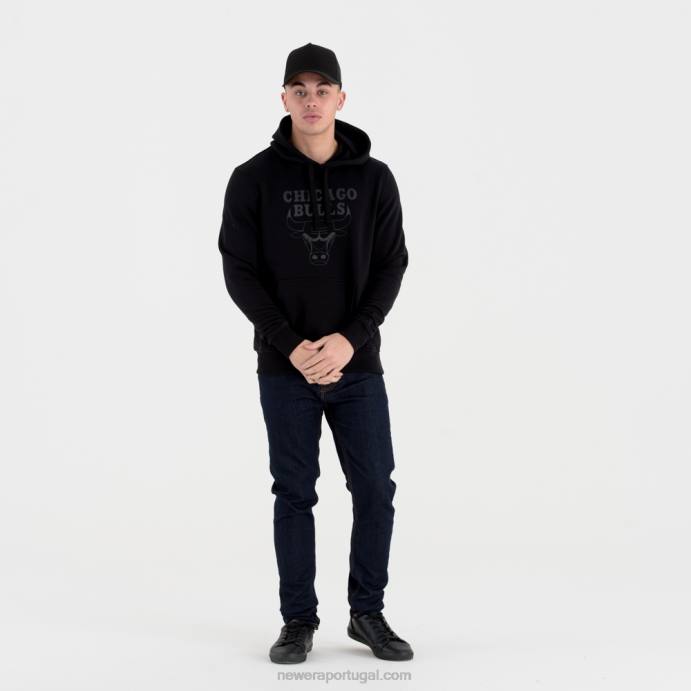 FFTN2695 New Era moletom preto com logo do time chicago bulls