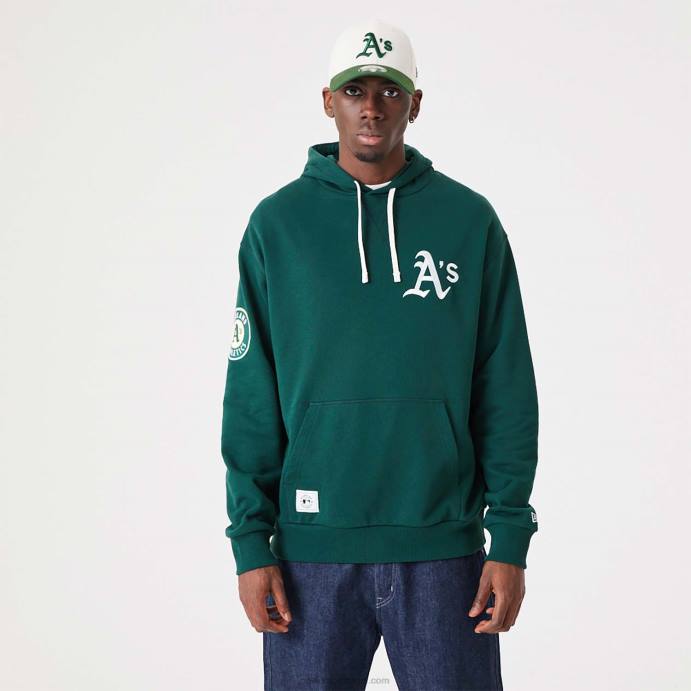 FFTN2697 New Era moletom oversized verde escuro Oakland Athletics MLB Heritage