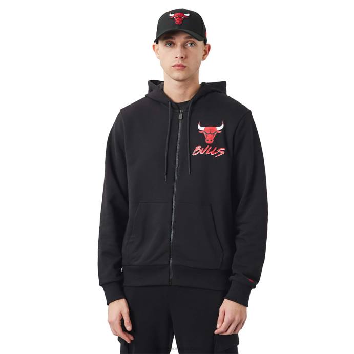 FFTN2698 New Era chicago bulls nba script moletom preto com zíper