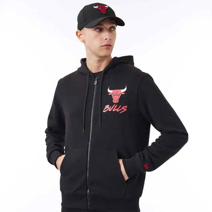 FFTN2698 New Era chicago bulls nba script moletom preto com zíper