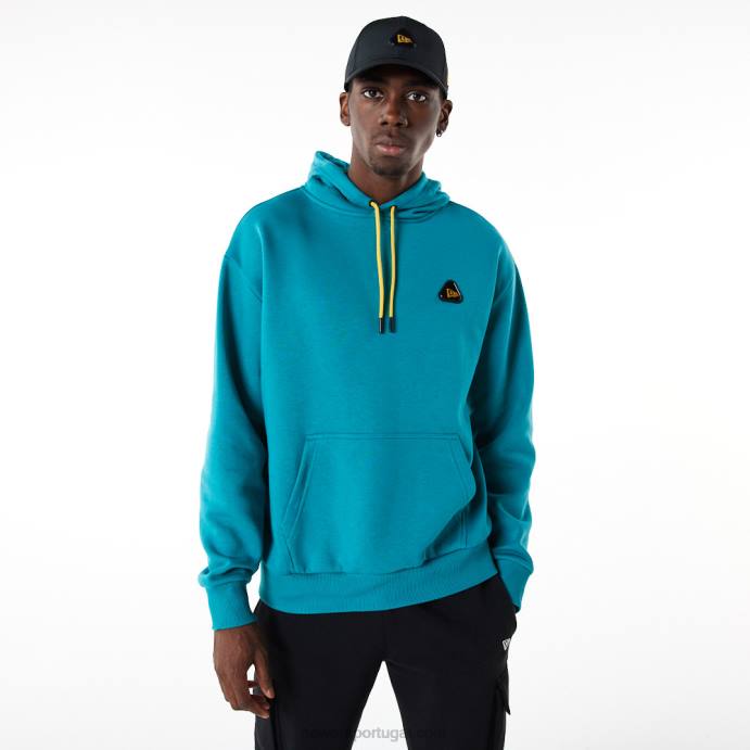 FFTN2699 New Era moletom oversized turquesa com remendo de borracha