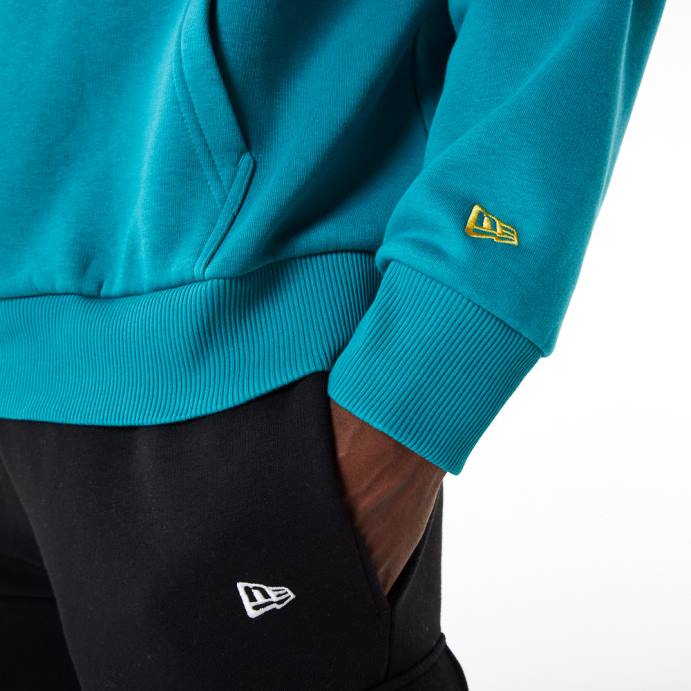 FFTN2699 New Era moletom oversized turquesa com remendo de borracha