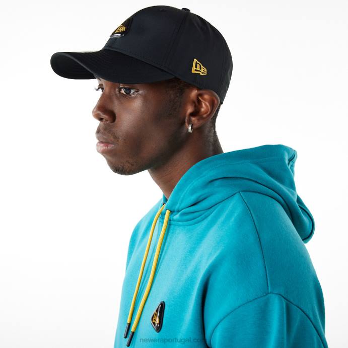 FFTN2699 New Era moletom oversized turquesa com remendo de borracha