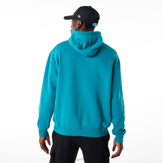 FFTN2699 New Era moletom oversized turquesa com remendo de borracha