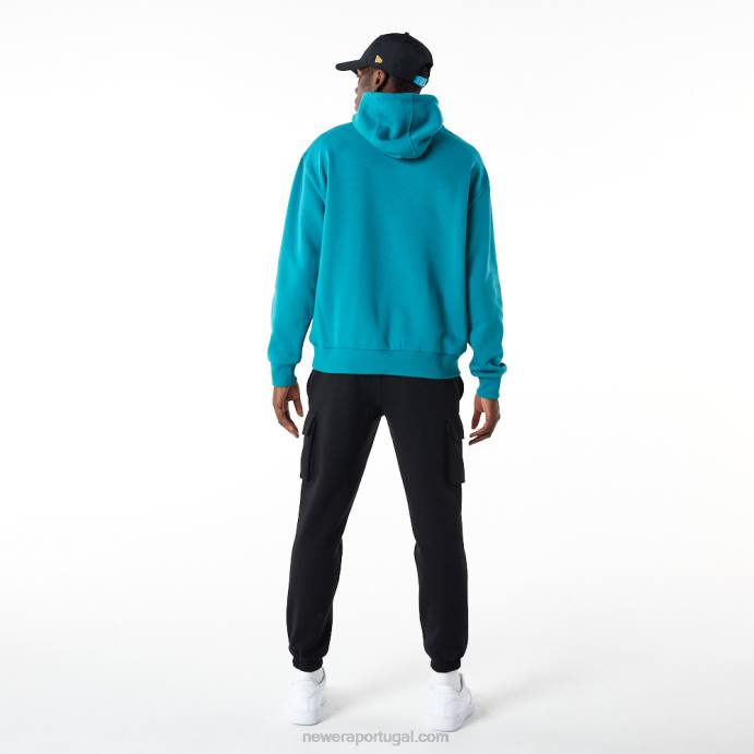 FFTN2699 New Era moletom oversized turquesa com remendo de borracha