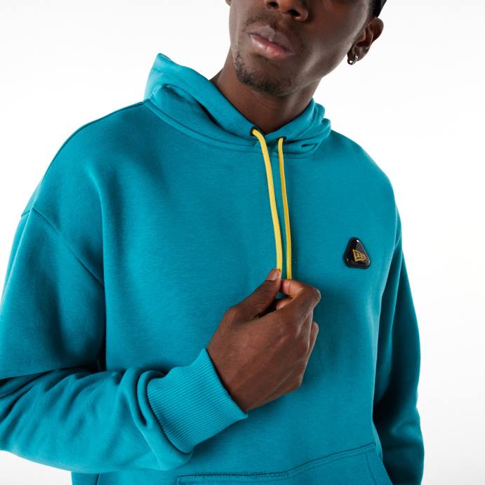 FFTN2699 New Era moletom oversized turquesa com remendo de borracha