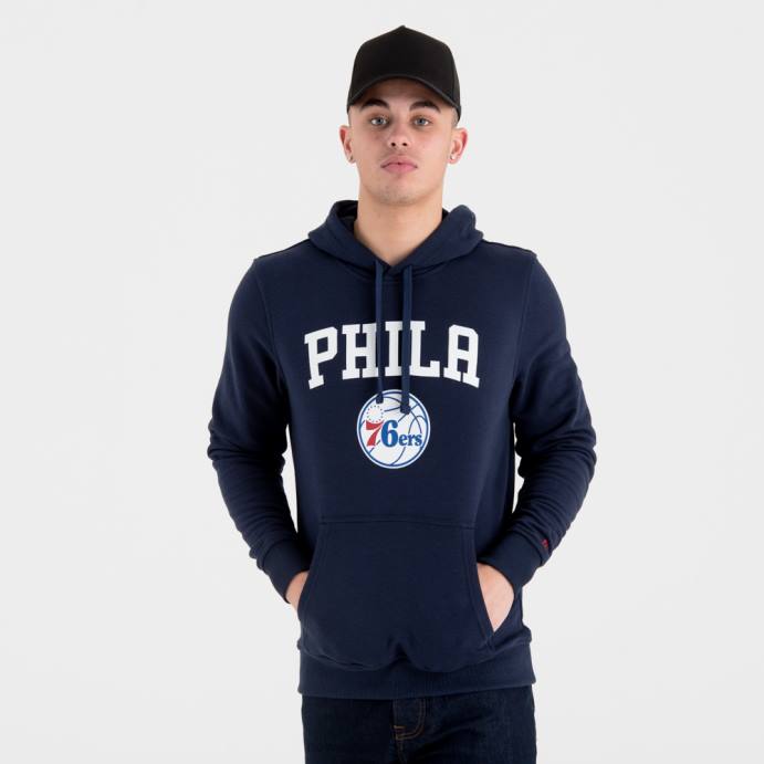 FFTN2702 New Era moletom marinho com logo do time philadelphia 76ers