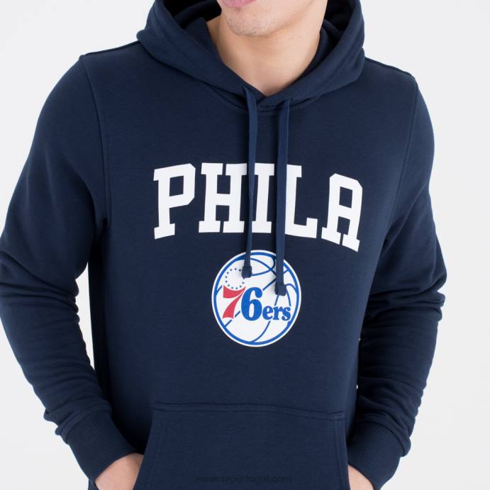FFTN2702 New Era moletom marinho com logo do time philadelphia 76ers