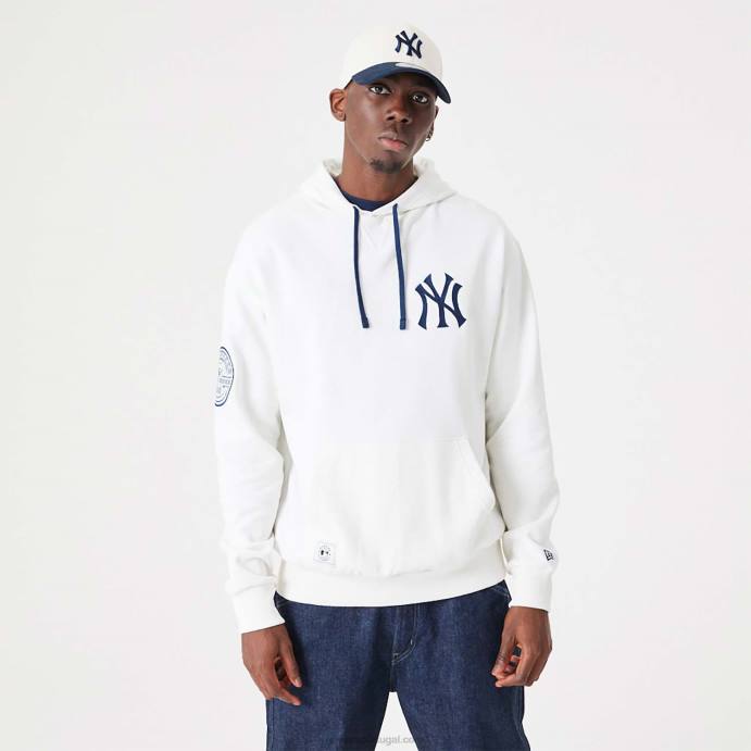FFTN2705 New Era New York Yankees MLB Heritage Moletom oversized branco aberto