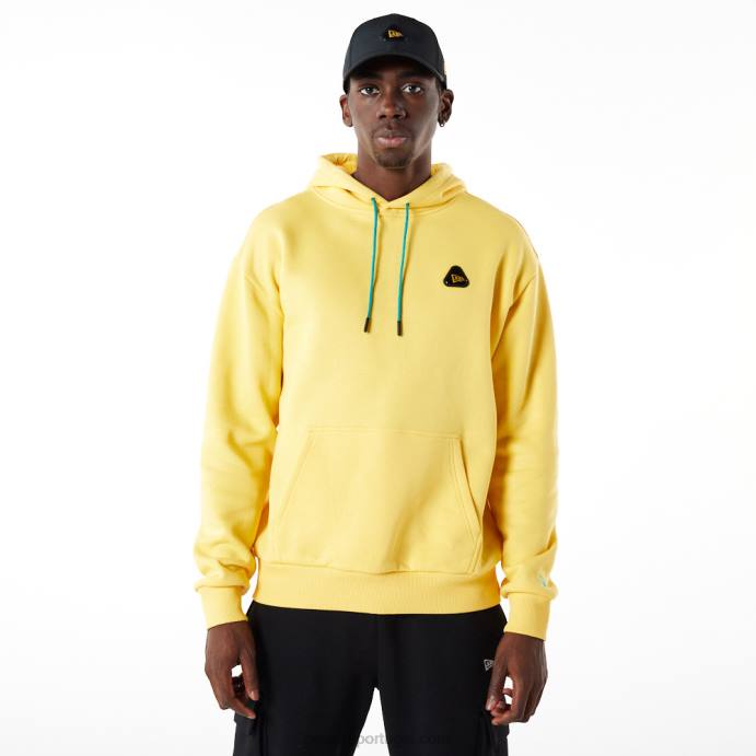 FFTN2707 New Era moletom oversized amarelo com remendo de borracha