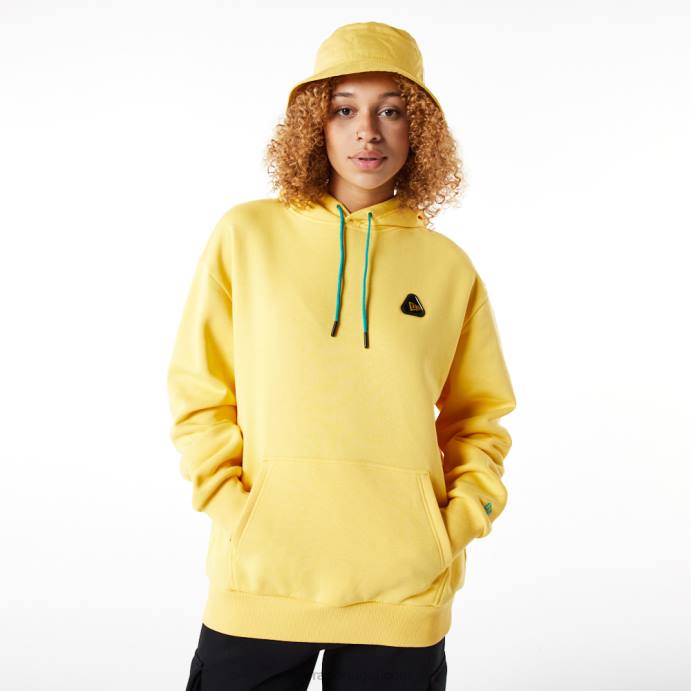 FFTN2707 New Era moletom oversized amarelo com remendo de borracha