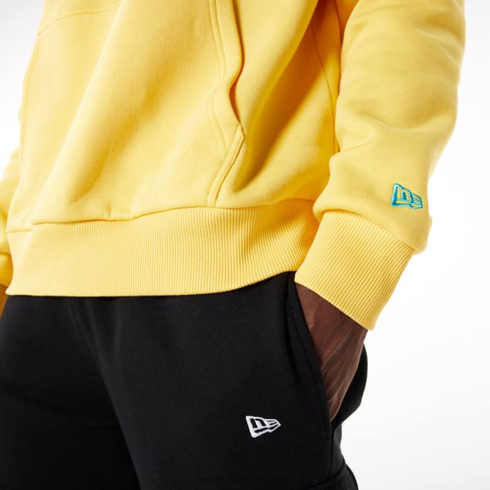FFTN2707 New Era moletom oversized amarelo com remendo de borracha