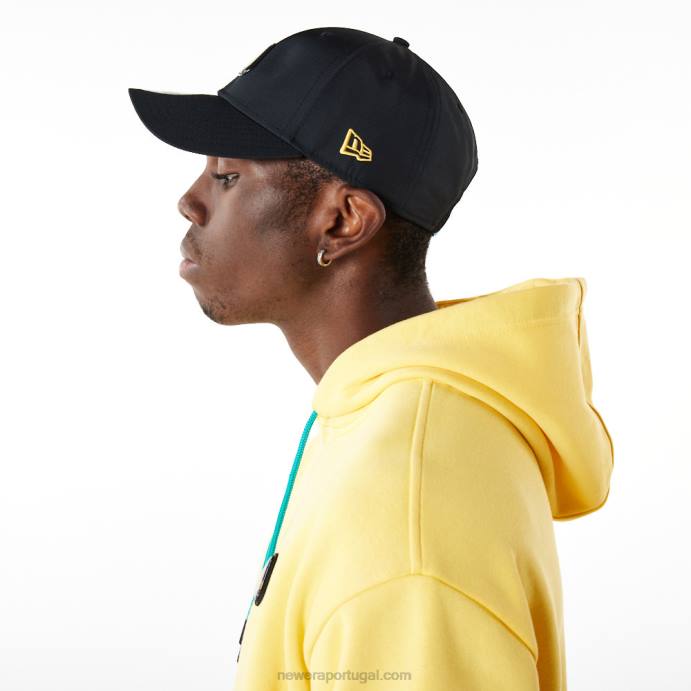 FFTN2707 New Era moletom oversized amarelo com remendo de borracha
