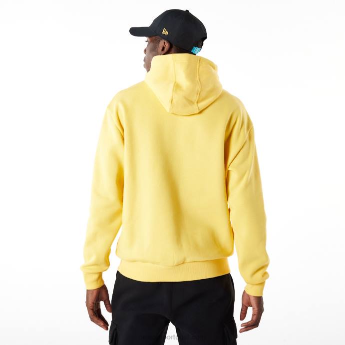 FFTN2707 New Era moletom oversized amarelo com remendo de borracha