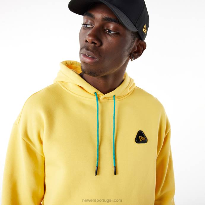 FFTN2707 New Era moletom oversized amarelo com remendo de borracha