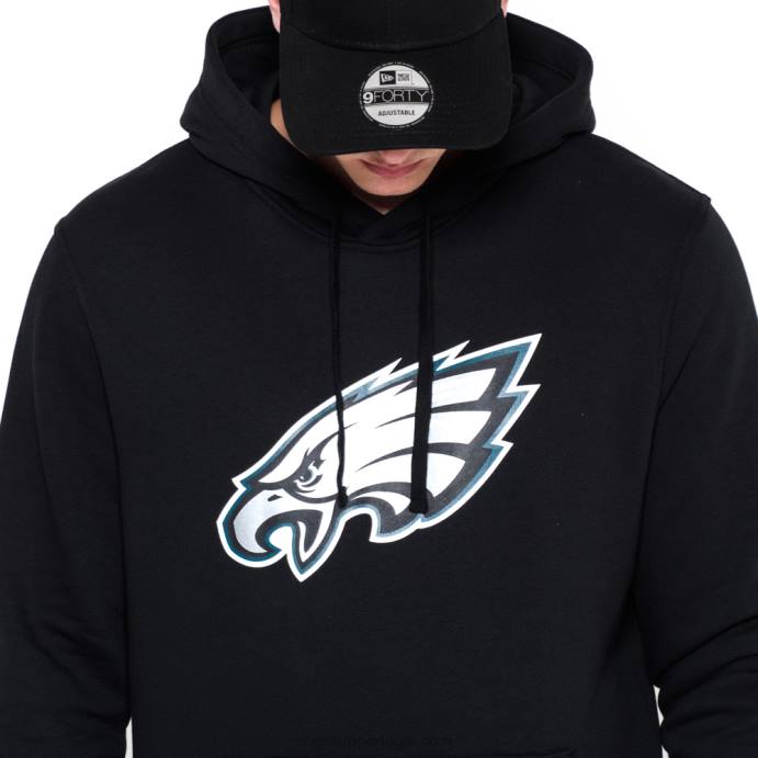 FFTN2710 New Era philadelphia eagles moletom preto com logo da equipe