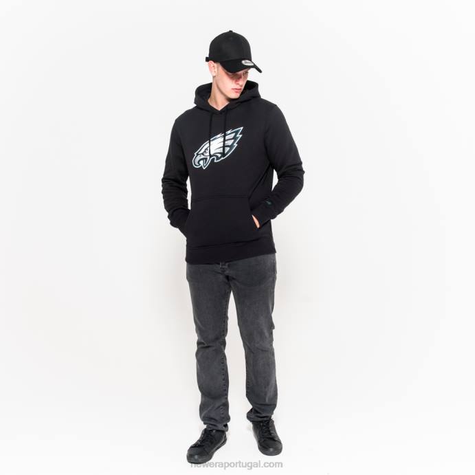 FFTN2710 New Era philadelphia eagles moletom preto com logo da equipe