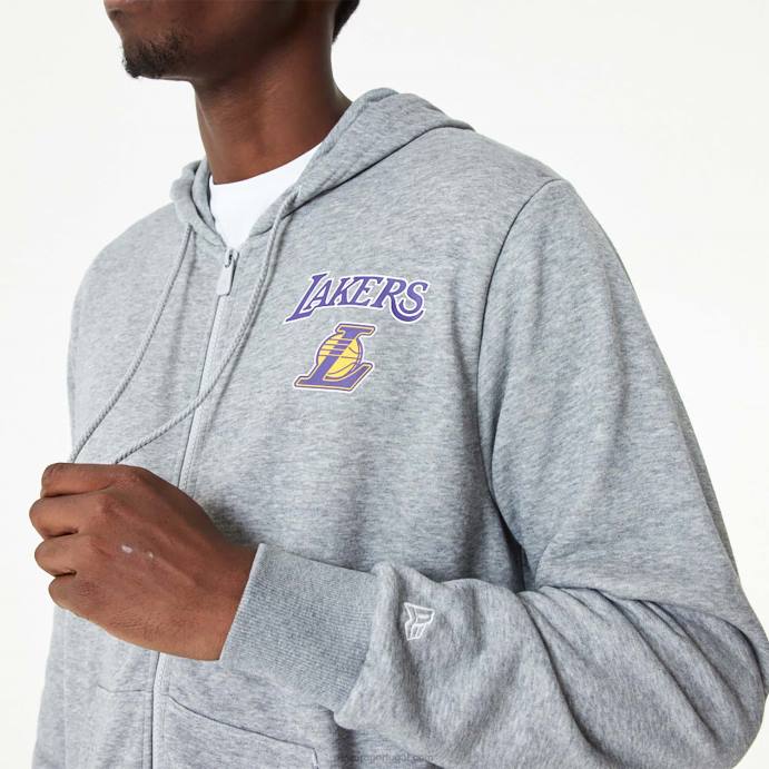 FFTN2712 New Era la lakers nba essentials moletom cinza médio com zíper