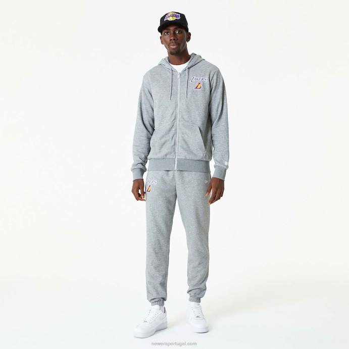 FFTN2712 New Era la lakers nba essentials moletom cinza médio com zíper