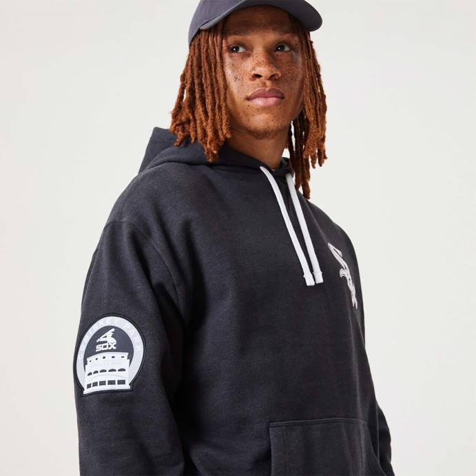 FFTN2713 New Era moletom oversized cinza médio chicago white sox mlb Heritage