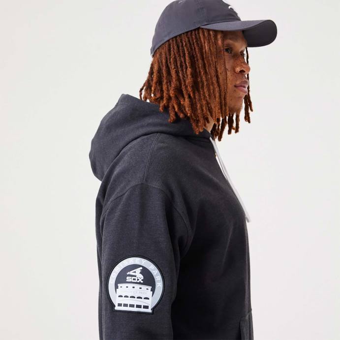 FFTN2713 New Era moletom oversized cinza médio chicago white sox mlb Heritage