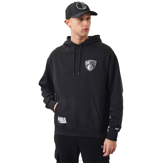 FFTN2715 New Era brooklyn nets moletom preto com logo do time da nba