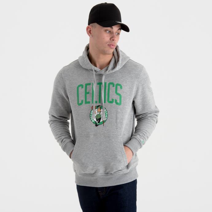 FFTN2716 New Era boston celtics moletom cinza com logo da equipe