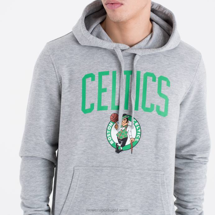 FFTN2716 New Era boston celtics moletom cinza com logo da equipe