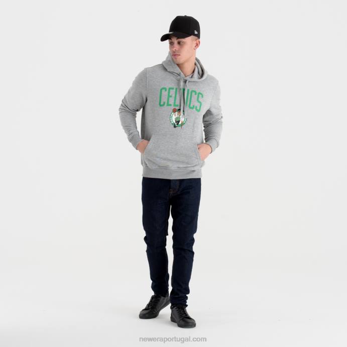 FFTN2716 New Era boston celtics moletom cinza com logo da equipe