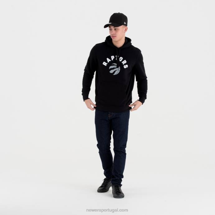 FFTN2717 New Era toronto raptors moletom preto com logo da equipe