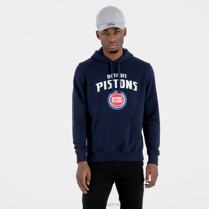 FFTN2719 New Era moletom azul marinho com logo da equipe detroitpistons
