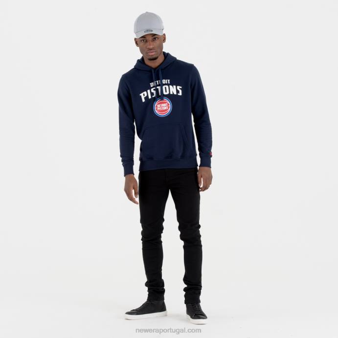 FFTN2719 New Era moletom azul marinho com logo da equipe detroitpistons