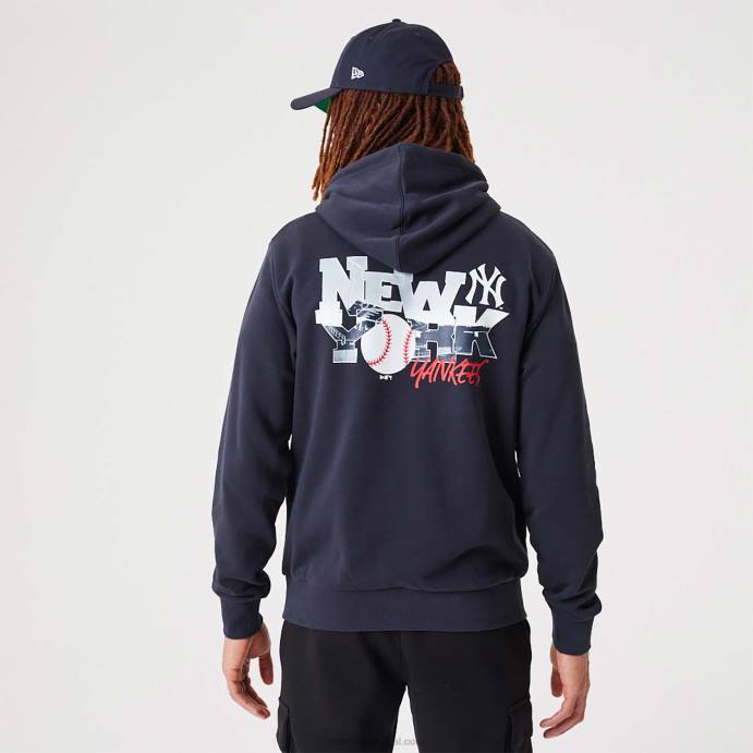 FFTN2721 New Era new york yankees mlb moletom com capuz azul marinho