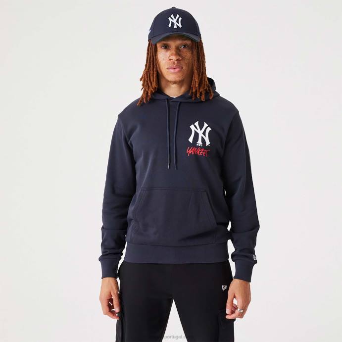FFTN2721 New Era new york yankees mlb moletom com capuz azul marinho