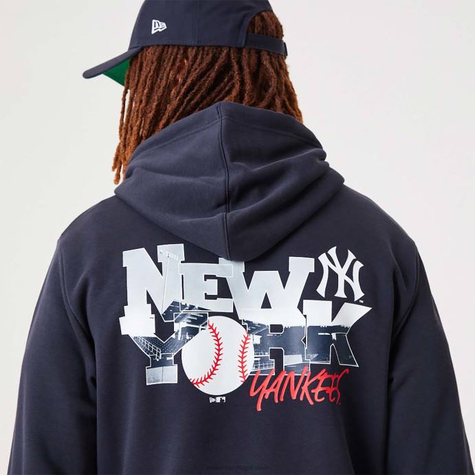 FFTN2721 New Era new york yankees mlb moletom com capuz azul marinho