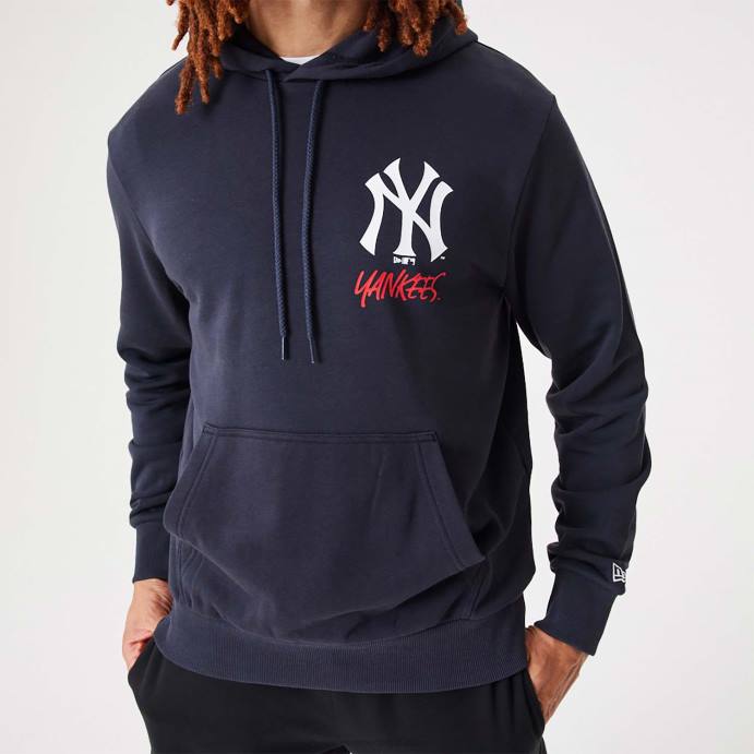 FFTN2721 New Era new york yankees mlb moletom com capuz azul marinho