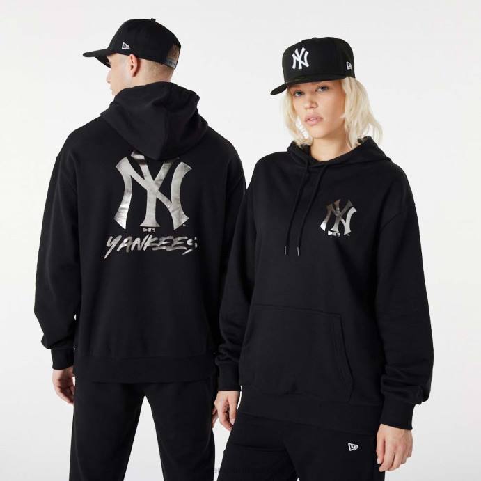 FFTN2722 New Era moletom preto metalizado new york yankees mlb