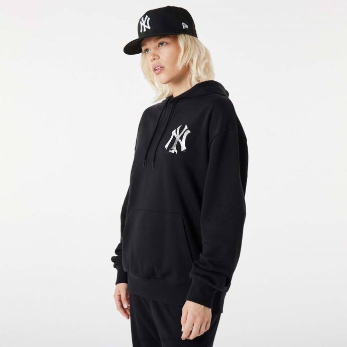 FFTN2722 New Era moletom preto metalizado new york yankees mlb