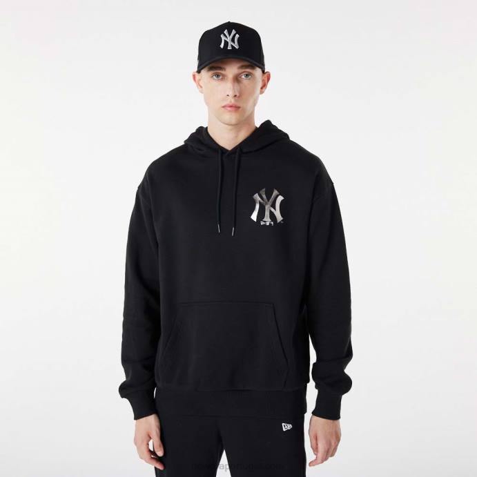 FFTN2722 New Era moletom preto metalizado new york yankees mlb