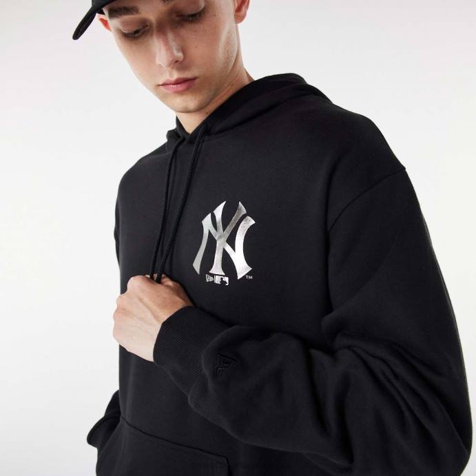 FFTN2722 New Era moletom preto metalizado new york yankees mlb