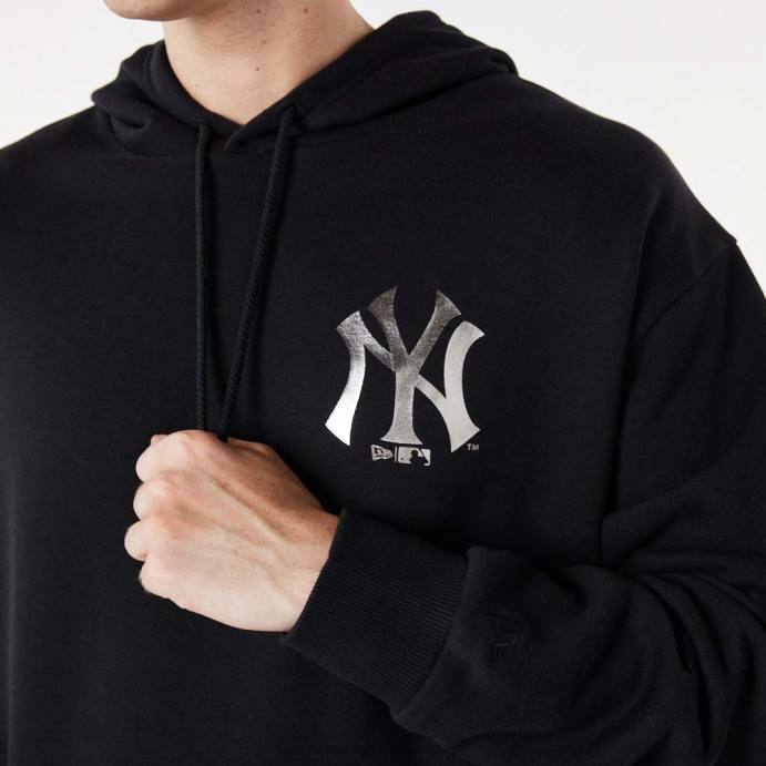 FFTN2722 New Era moletom preto metalizado new york yankees mlb