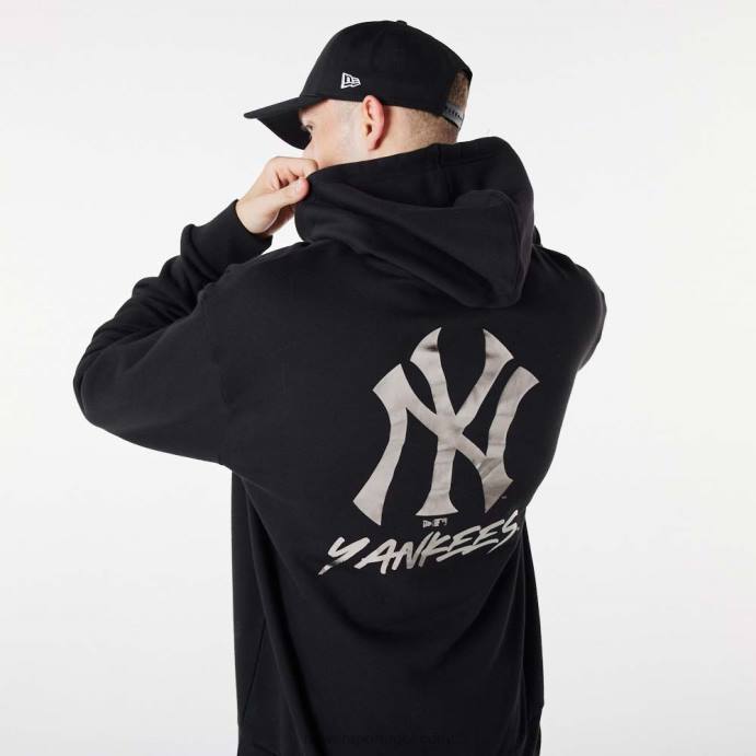 FFTN2722 New Era moletom preto metalizado new york yankees mlb