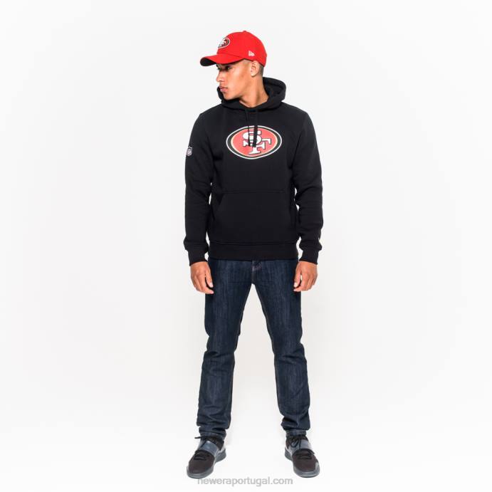 FFTN2726 New Era San Francisco 49ers moletom preto com logo da equipe