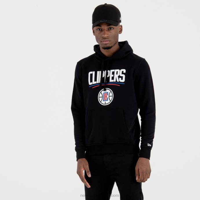 FFTN2727 New Era la clippers moletom preto com logo da equipe