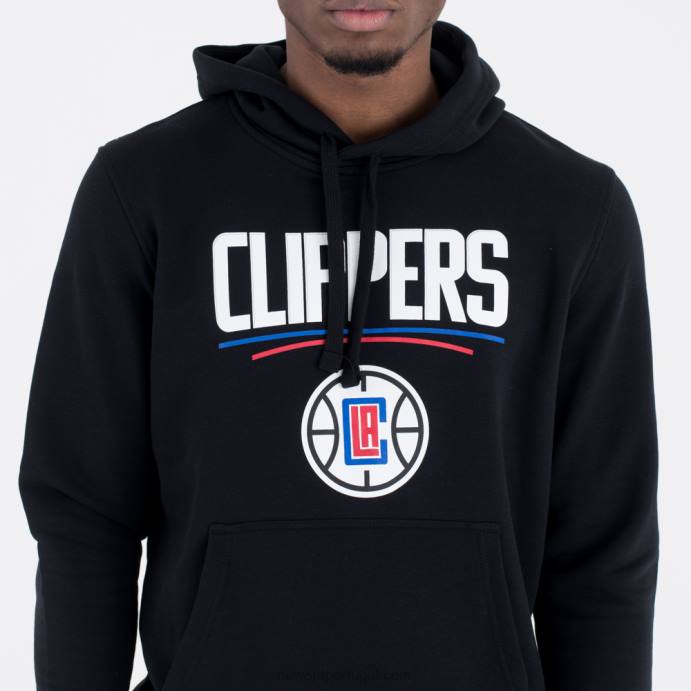 FFTN2727 New Era la clippers moletom preto com logo da equipe